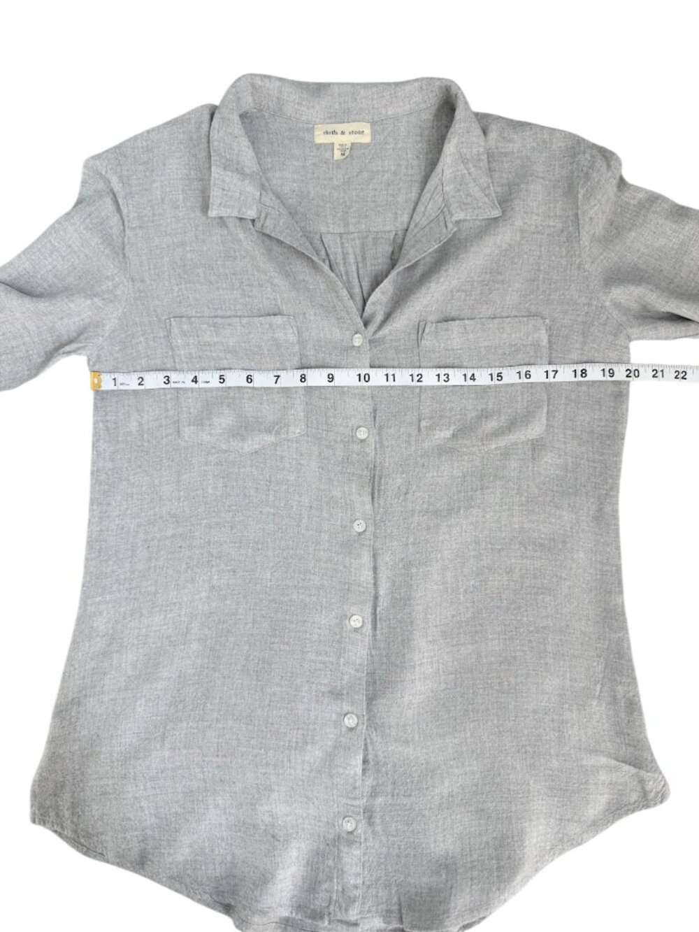 Cloth & Stone Super Soft Gray Button Down Shirt M Relaxed Utility Blouse - Picture 5 of 9